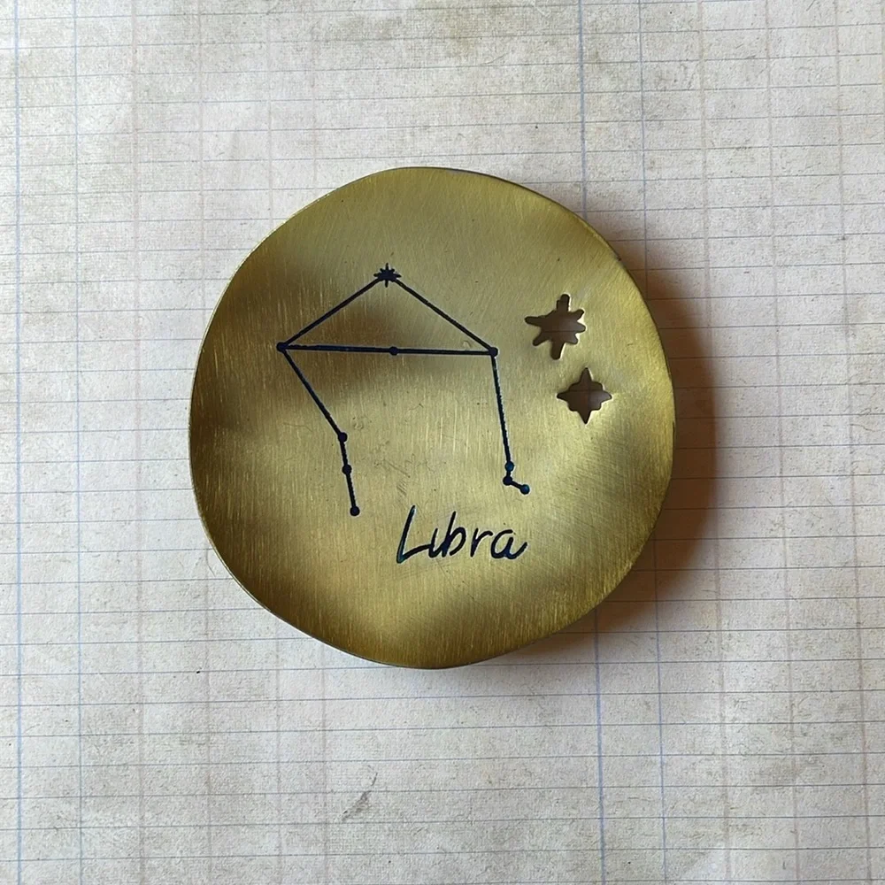 Anthropologie Hammered Zodiac Steel Trinket Dish- Libra